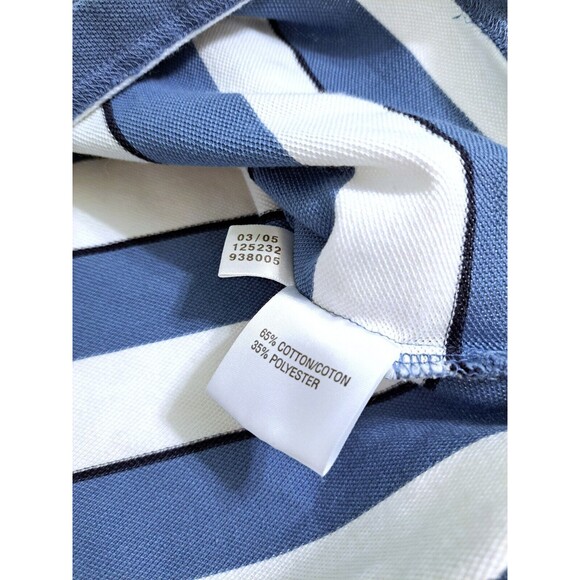 Adidas Striped Polo Shirt Golf Golf Climalite Men's Medium Logo Blue White - Picture 6 of 9